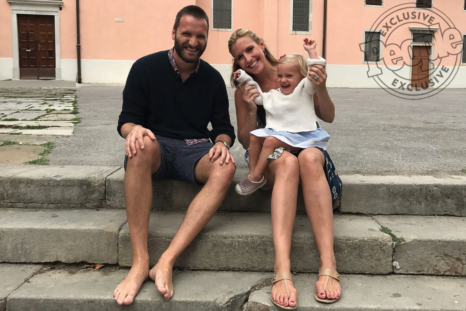 Sinisa Babcic, Poppy Harlow and their daughter.